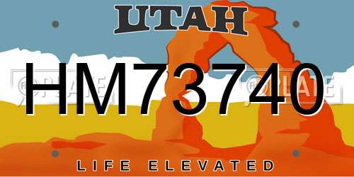 HM73740 Utah License Plate