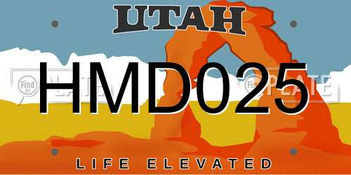 HMD025 Utah License Plate