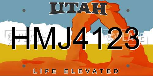 HMJ4123 Utah License Plate