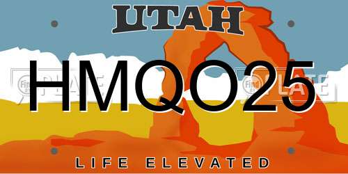 HMQO25 Utah License Plate