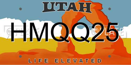 HMQQ25 Utah License Plate