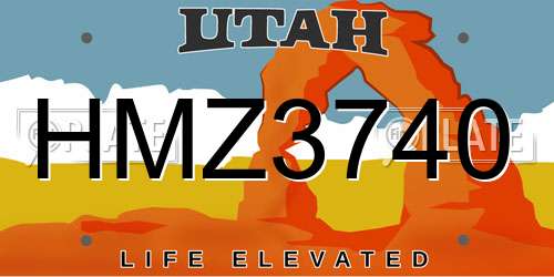 HMZ3740 Utah License Plate