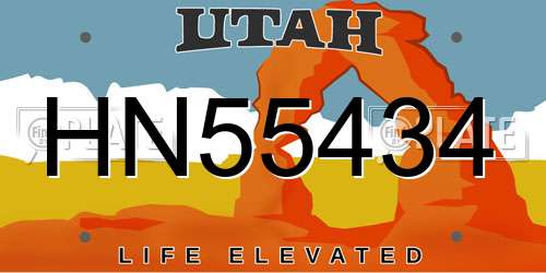 HN55434 Utah License Plate