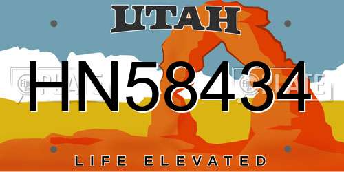HN58434 Utah License Plate