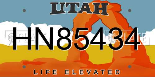 HN85434 Utah License Plate