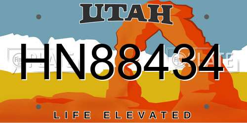 HN88434 Utah License Plate