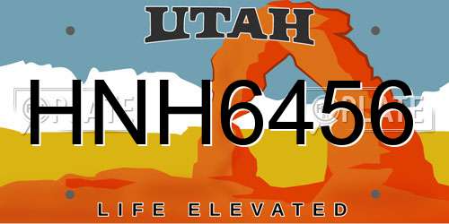 HNH6456 Utah License Plate