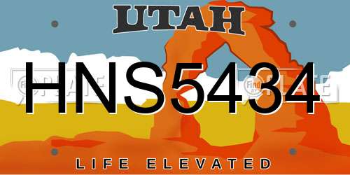 HNS5434 Utah License Plate