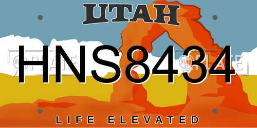 HNS8434 Utah License Plate