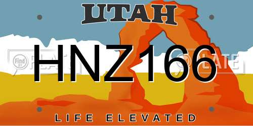 HNZ166 Utah License Plate