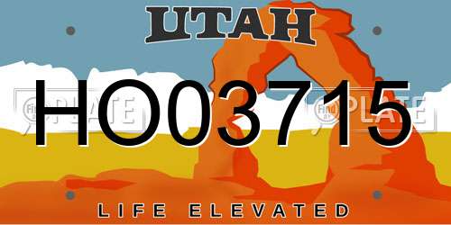 HO03715 Utah License Plate