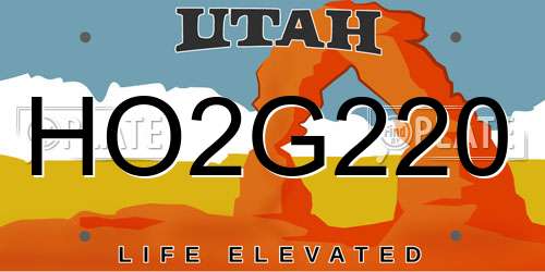 HO2G220 Utah License Plate