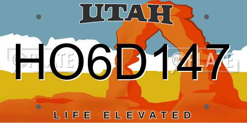 HO6D147 Utah License Plate