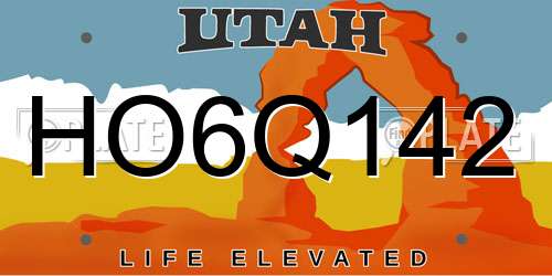 HO6Q142 Utah License Plate