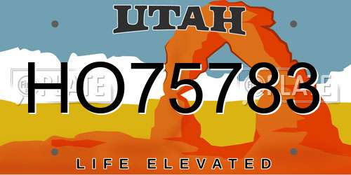 HO75783 Utah License Plate