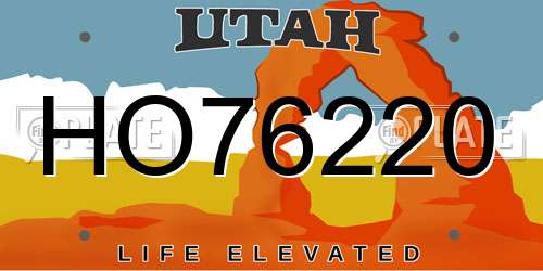 HO76220 Utah License Plate