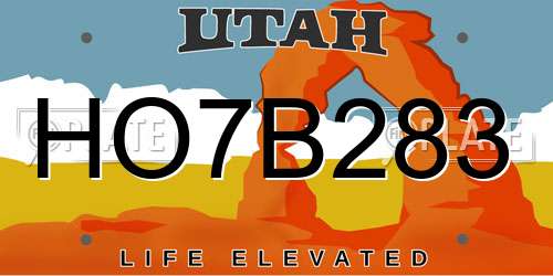 HO7B283 Utah License Plate