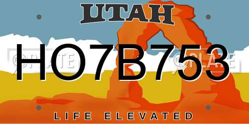 HO7B753 Utah License Plate