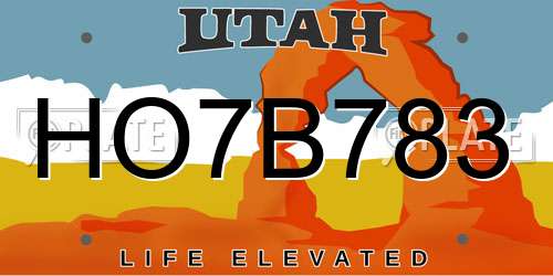 HO7B783 Utah License Plate