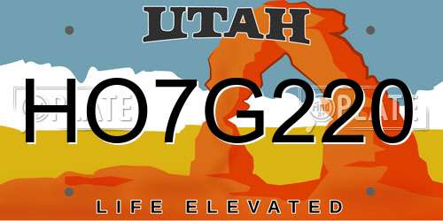 HO7G220 Utah License Plate