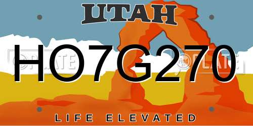 HO7G270 Utah License Plate