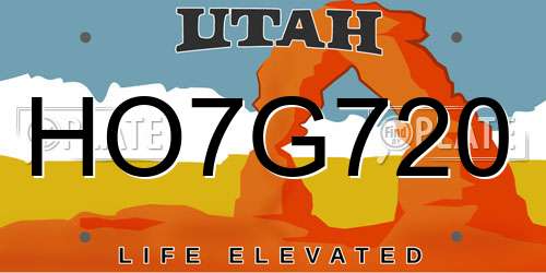 HO7G720 Utah License Plate