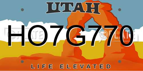 HO7G770 Utah License Plate