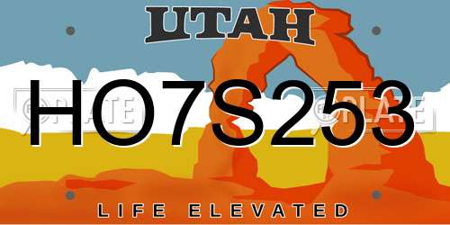 HO7S253 Utah License Plate