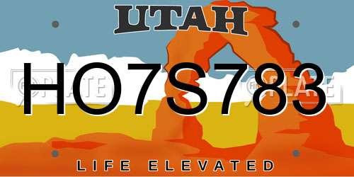 HO7S783 Utah License Plate