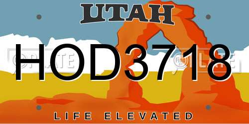 HOD3718 Utah License Plate