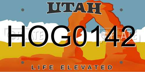 HOG0142 Utah License Plate