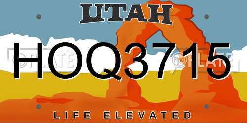 HOQ3715 Utah License Plate