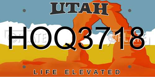 HOQ3718 Utah License Plate