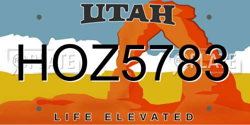 HOZ5783 Utah License Plate