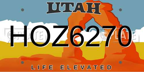 HOZ6270 Utah License Plate