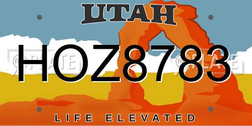 HOZ8783 Utah License Plate