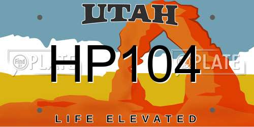 HP104 Utah License Plate