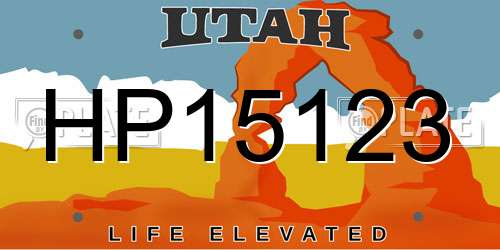 HP15123 Utah License Plate