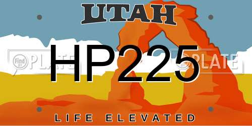 HP225 Utah License Plate