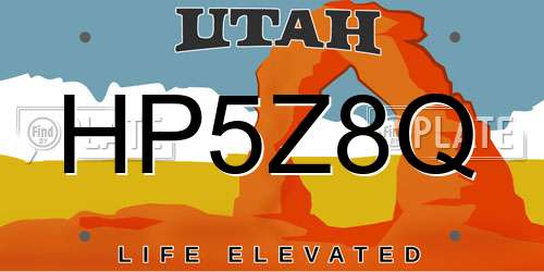 HP5Z8Q Utah License Plate