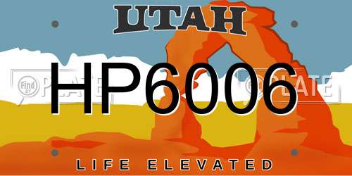 HP6006 Utah License Plate