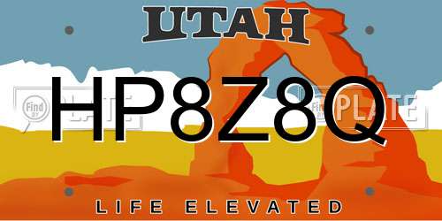HP8Z8Q Utah License Plate