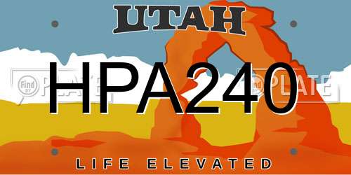 HPA240 Utah License Plate
