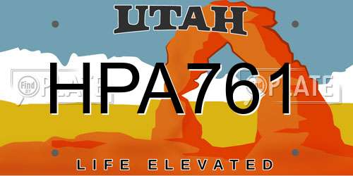 HPA761 Utah License Plate