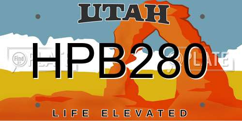 HPB280 Utah License Plate