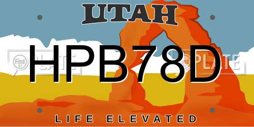 HPB78D Utah License Plate