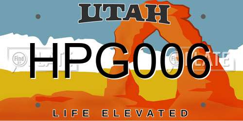 HPG006 Utah License Plate