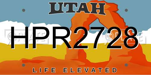HPR2728 Utah License Plate