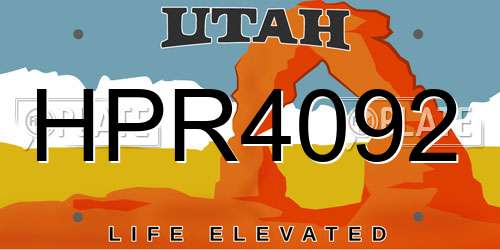 HPR4092 Utah License Plate