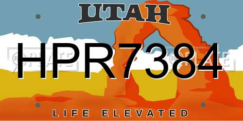 HPR7384 Utah License Plate